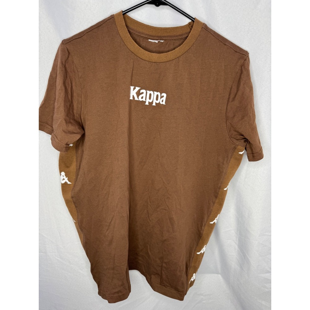 Kappa Mens Logo Tape T-Shirt Brown Short Sleeve‎ Athletic Streetwear Tee